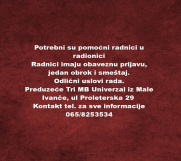 SrbijaOglasi - Potrebni su pomocni radnici u radionici